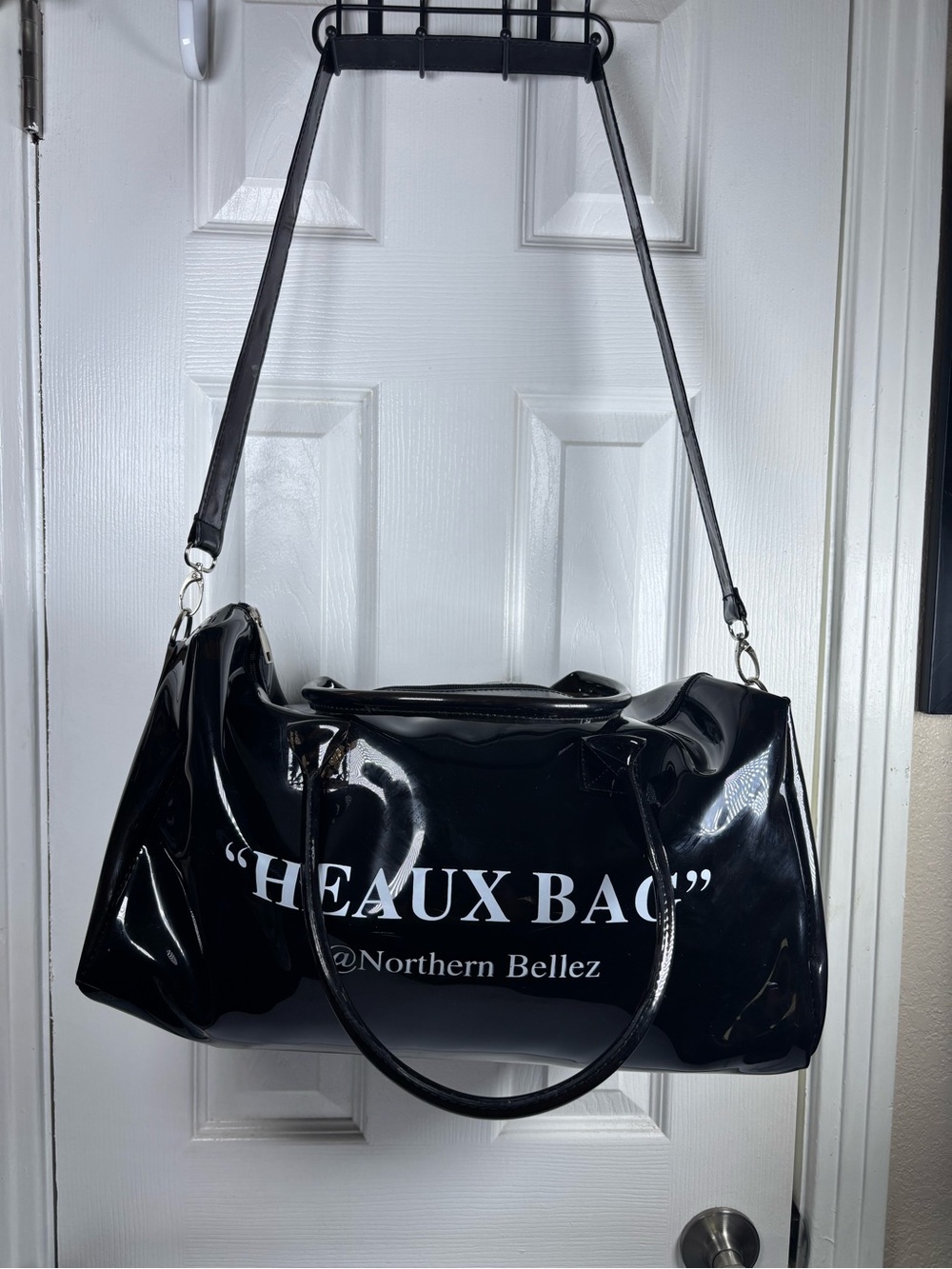 Black HEAUX BAG Glossy Travel Duffle - Picture 2 of 9